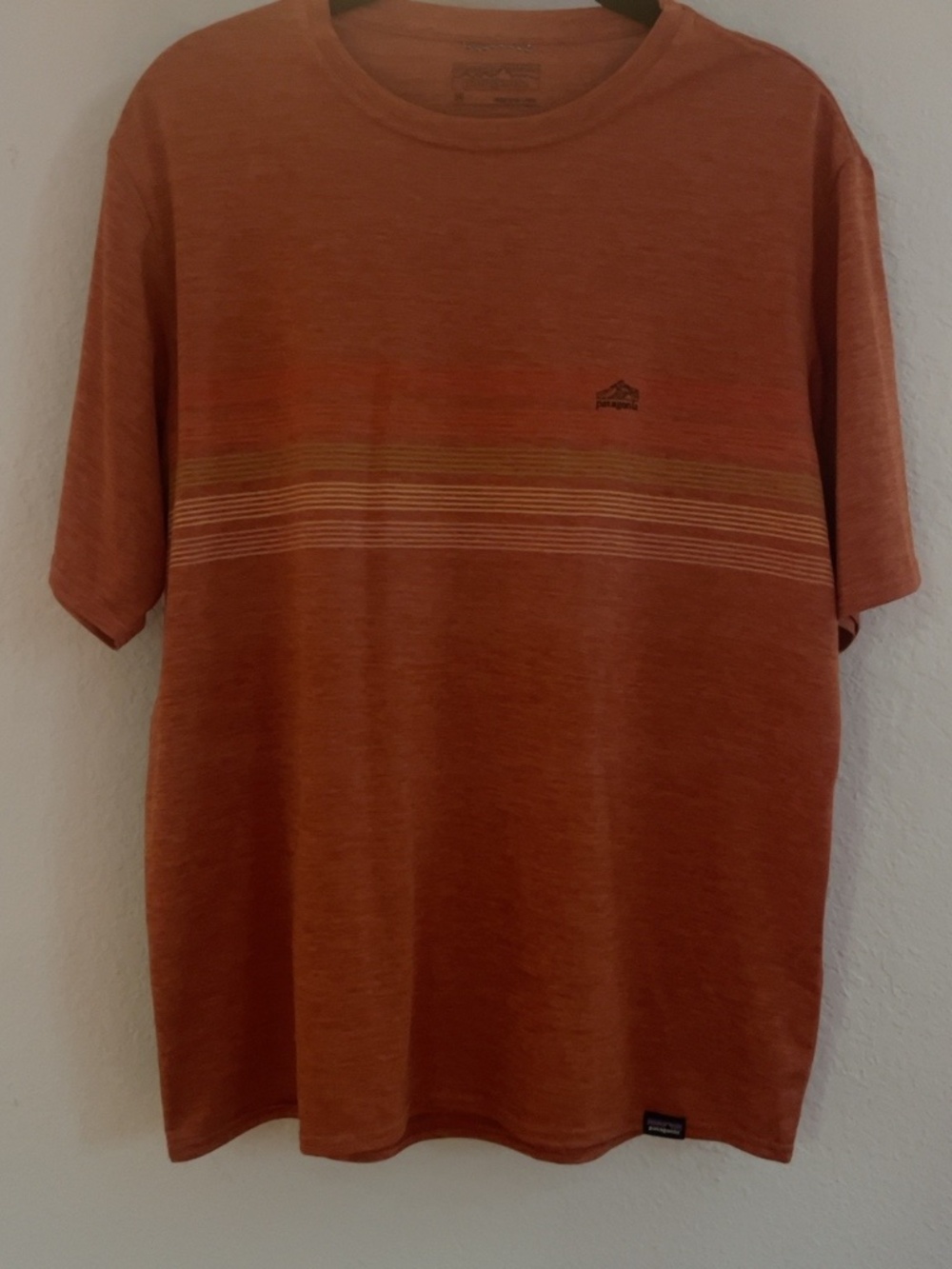Patagonia Capilene Cool Daily Orange Striped Shirt Men’s M 45235